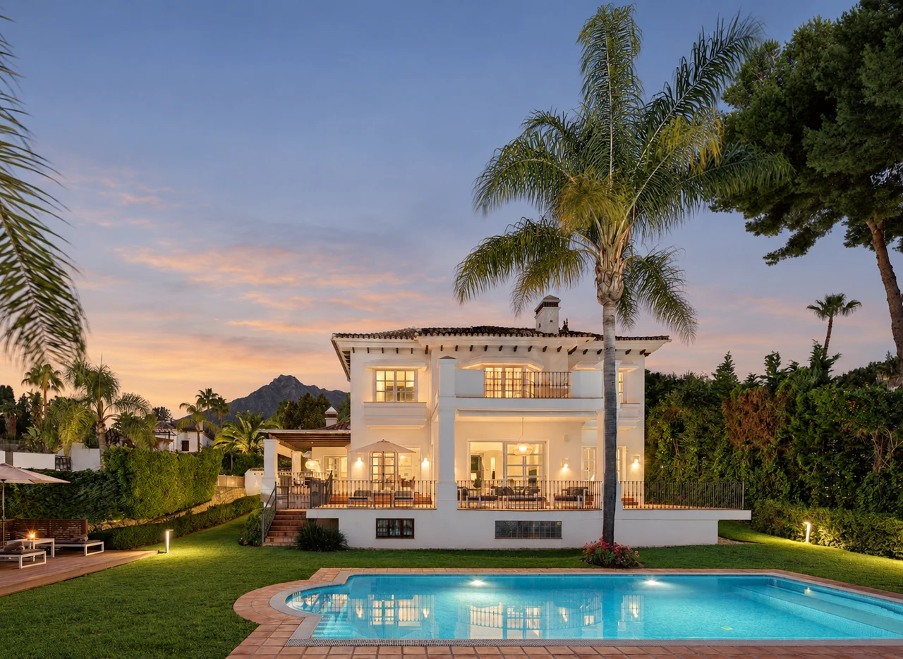 Golden Mile villa — portada de atardecer retocada digitalmente